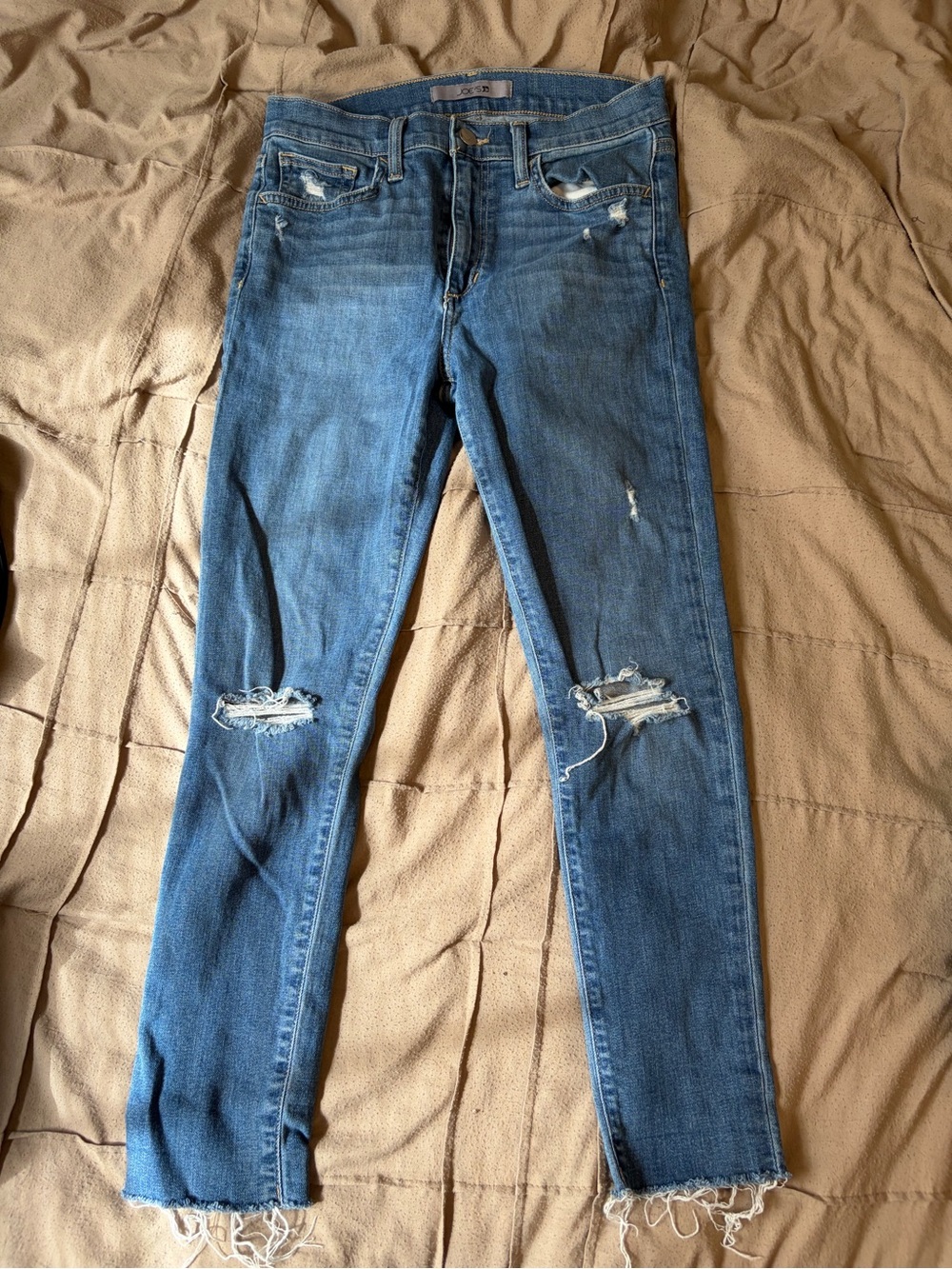 Joe's Jeans Skinny Ripped Medium Blue Denim
